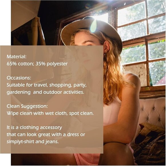 ? Lisianthus Classic Felt Fedora Women Black Wide Brim Fashion Belt Buckle Hats main image 7